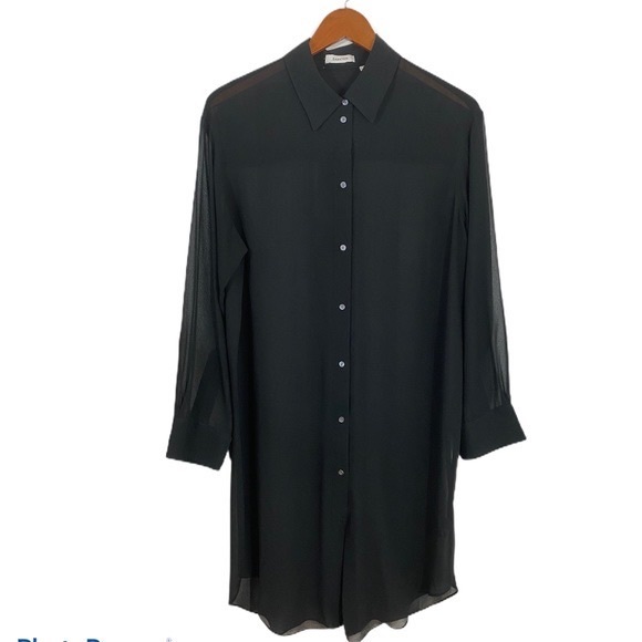 Black, sheer, collared, Babaton shirt dress - Picture 3 of 3